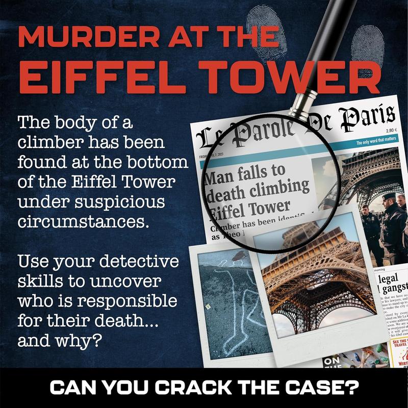 Murder Mystery Cases - Murder At The Eiffel Tower - Unsolved Murder Mystery Games for Adults - Escape Room Game w Intriguing Cold Case Case File - Detective Games, Crime Solving, Mystery Game Fun