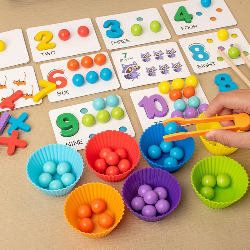 [Flash Deal] 1 Pack Children's Number Recognition Toys: Enlightenment Puzzle Clips, Wooden Early Education Puzzle Toys for Math and Arithmetic, Teaching Aids for Fine Motor Training, Perfect Halloween and Christmas Gifts