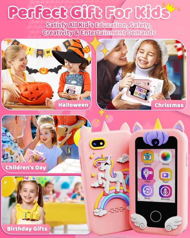 2024 Kids Special Kids Smart Phone Toy,MP3 Music Player, Dual Camera Travel Toys Educational Games, Touchscreen Pretend Play Phones for 3-8 Year Old