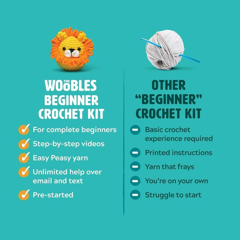 Woobles Crochet Kit for Beginners with Easy Peasy Yarn as seen on Shark Tank - with Step-by-Step Video Tutorials