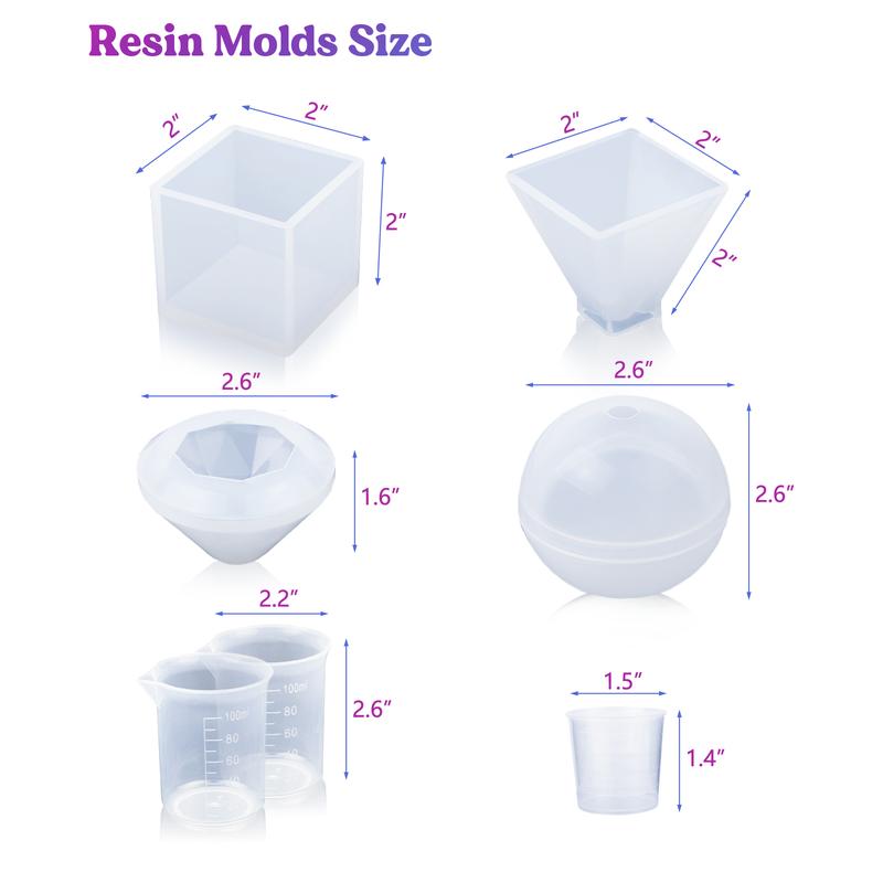 16OZ Resin Molds Silicone Kit Complete Set Bundle with Sphere, Pyramid Molds, Resin Epoxy Starter Kit for Beginner Resin Casting, DIY Gift Crafts - LET’S Resin