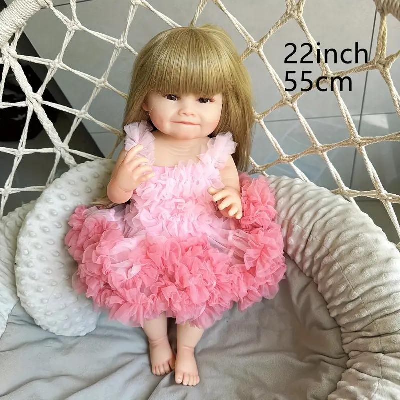 MADOLL 55cm 22in Lifelike Reborn Doll, Full Silicone Vinyl Body Princess Doll, Birthday Gift Halloween, Christmas Gift