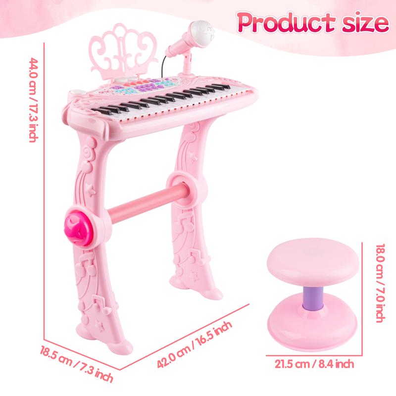 M SANMERSEN Kids Piano Keyboard Toys for Girls 37 Keys Piano for Kids with Stool and Microphone Electronic Keyboards Musical Educational Toys Birthday Gifts for Girls