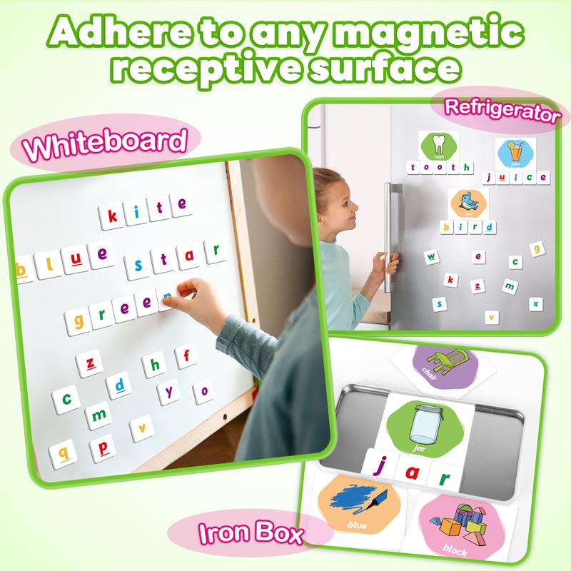 First Word Games, Magnetic Letters & Flash Cards, Phonics Games, Alphabet Learning Toys, Refrigerator Fridge Magnets, Spelling game