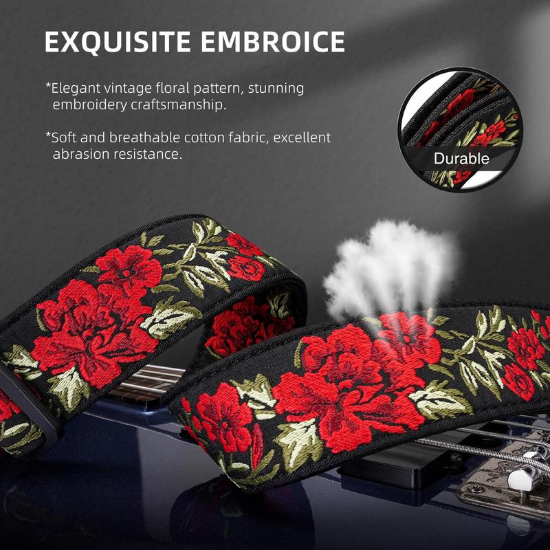 LEKATO Floral Bass Strap Flower Guitar Strap 2