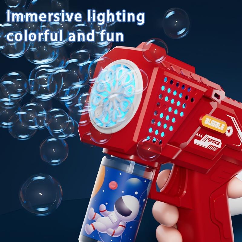 Space-Themed Bubble Blaster Gun - 40 Holes, No Batteries or Liquid Needed, Red Blue