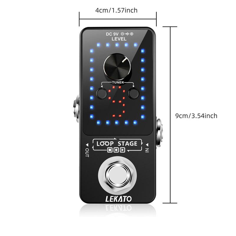 LEKATO Guitar 9 Loops Pedal, 40 Minutes Record Time Unlimited Overdubs, Guitar Looper, Guitar Tuner Pedal for Electric Guitar Bass