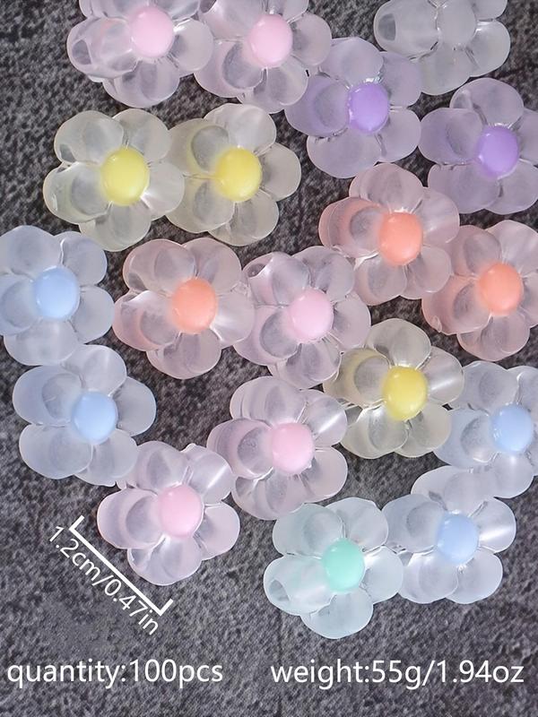 Mixed Color Clear Flowers Bead (100pcs), Transparent DIY Jewelry Making Supplies for Bracelet & Necklace & Earrings, Fashion Accessories for Women & Girls