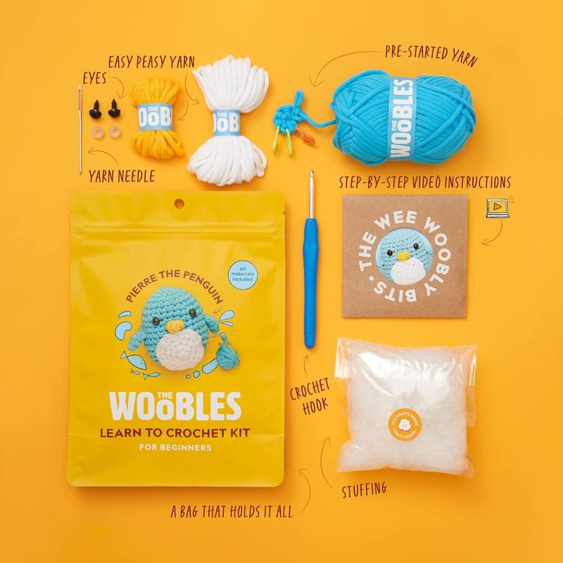 Woobles Crochet Kit for Beginners with Easy Peasy Yarn as seen on Shark Tank - with Step-by-Step Video Tutorials