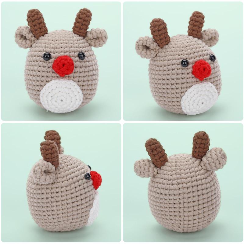 Christmas Crochet Reindeer Kit, Crochet Kit for Beginners, 1 Box DIY Crochet Kit with Accessories, DIY Knitting Supplies for Home Decor