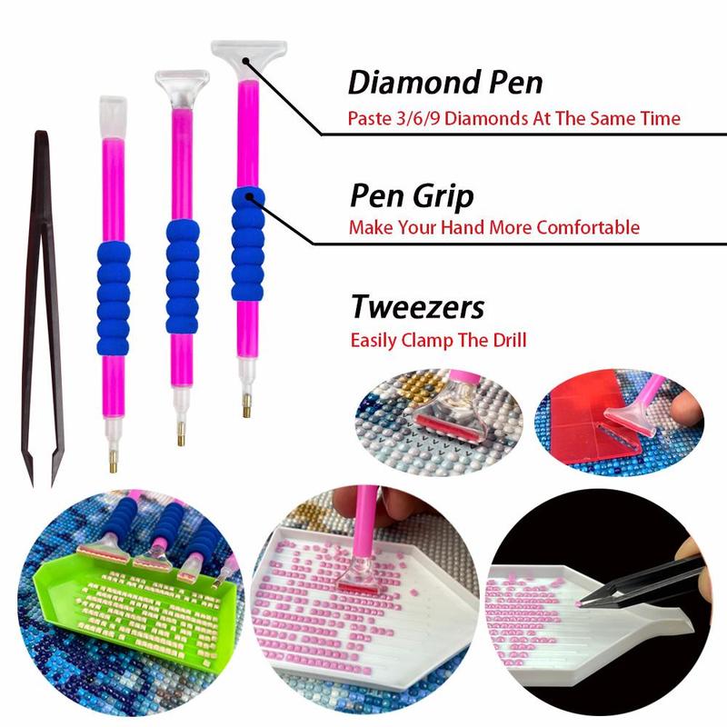 Rhinestones Painting Tool Accessory with Storage Bag, 1 Set Portable Multi-grid Rhinestones Painting Tool Bag, 5D Rhinestones Painting Accessories Container, Thanksgiving, Chrismats Gift Set