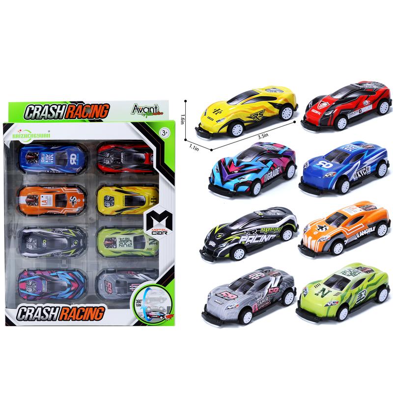 Set of 8 Toy Cars in 1:64 Scale, Collision-Flip Design, Pull Back Vehicles for All Ages, Perfect Gift for All ages and Collectors