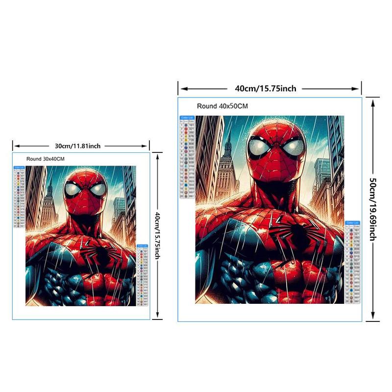 Spiderman and Buildings Pattern DIY Diamond Arts Colorful Painting Kit without Frame, DIY 5D Diamond Arts Colorful Painting for Home Bedroom Wall Decor