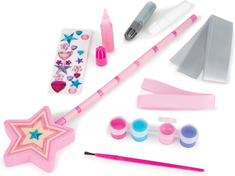 Melissa & Doug Created By Me! Paint & Decorate Your Own Wooden Princess Wand Craft Kit, Pink - Princess Crafts Great For Rainy Days, Princess Toys For Kids Ages 4+