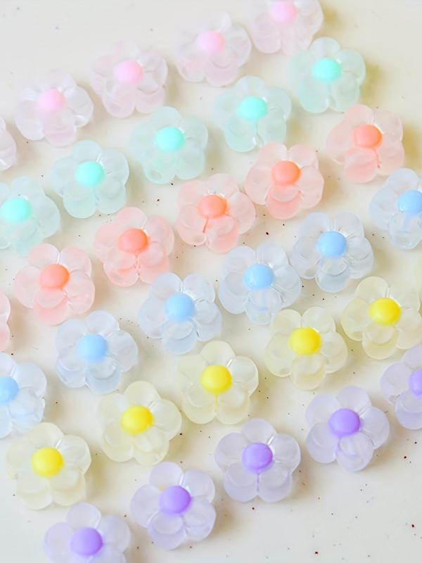 Mixed Color Clear Flowers Bead (100pcs), Transparent DIY Jewelry Making Supplies for Bracelet & Necklace & Earrings, Fashion Accessories for Women & Girls