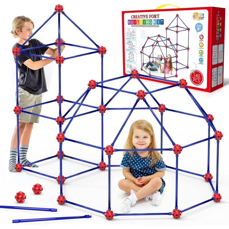 Fort Building Kit for Kids,STEM Construction Toys, Educational Gift for 4 5 6 7 8 9 10 11 12 Years Old Boys and Girls,Ultimate Creative Set for Indoor & Outdoors Activity,140 Pcs,Original