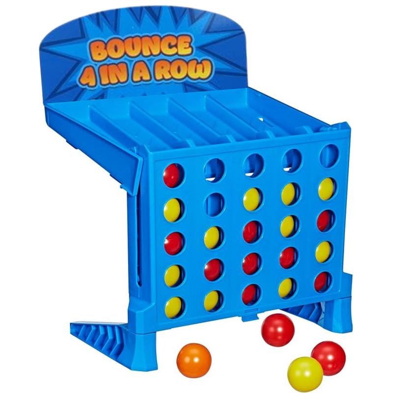 Bounce Balls 4 Shots Game, 4 in a Row Classic Board Game with Twist - Travel Friendly Storage Case- Activity for Kids Ages 6+, Family Games for 2 Players, Kids Games, Kids Gifts