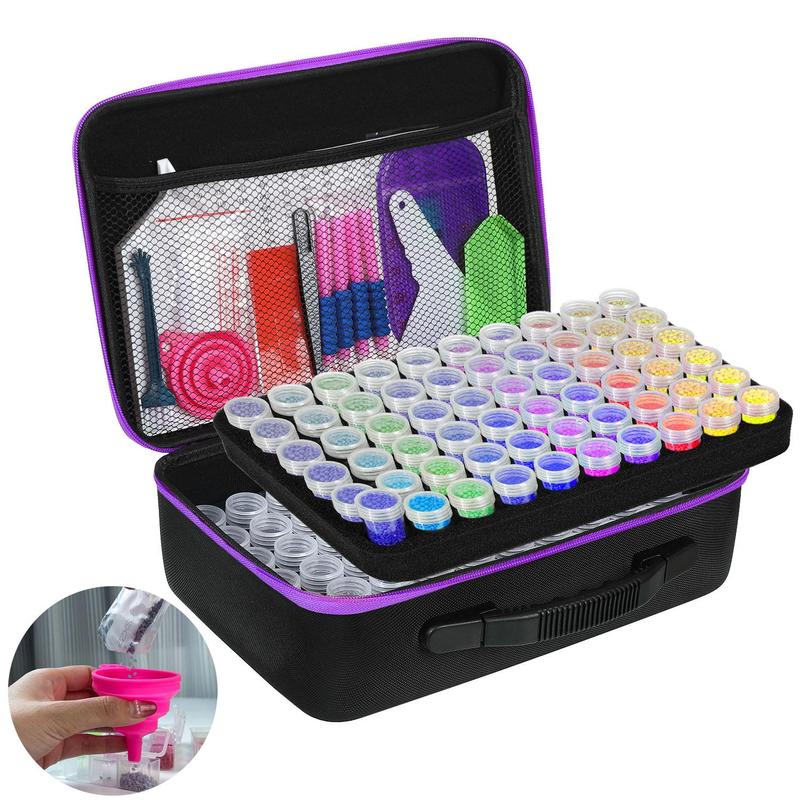 Rhinestones Painting Tool Accessory with Storage Bag, 1 Set Portable Multi-grid Rhinestones Painting Tool Bag, 5D Rhinestones Painting Accessories Container, Thanksgiving, Chrismats Gift Set