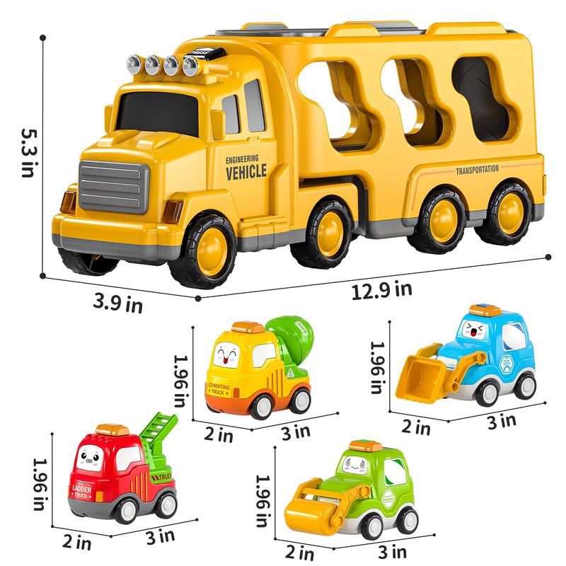 Christmas Gift Cartoon Cute Construction Vehicle - Toy Trucks Toys Transport Vehicle Carrier Truck, Trucks Toy Sets Playset Toys Gift Toys