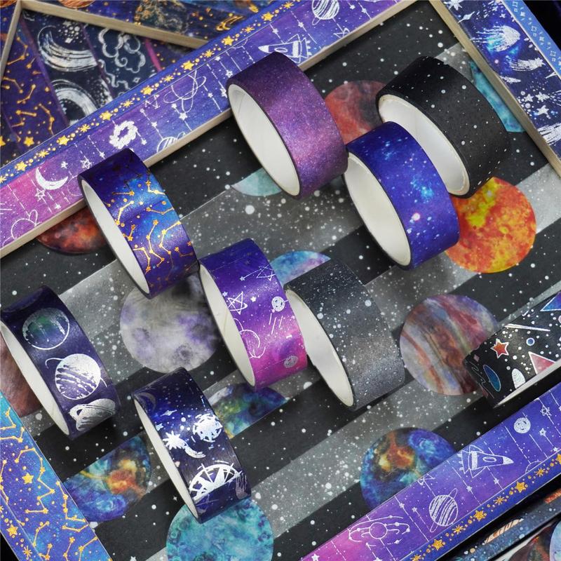 Starry Sky Theme Washi Tape Set, 19rolls box Handbook DIY Decoration Aesthetic Sticker, Scrapbooking & Journal Making Material Gift For Student, Romantic Decorations for Summer