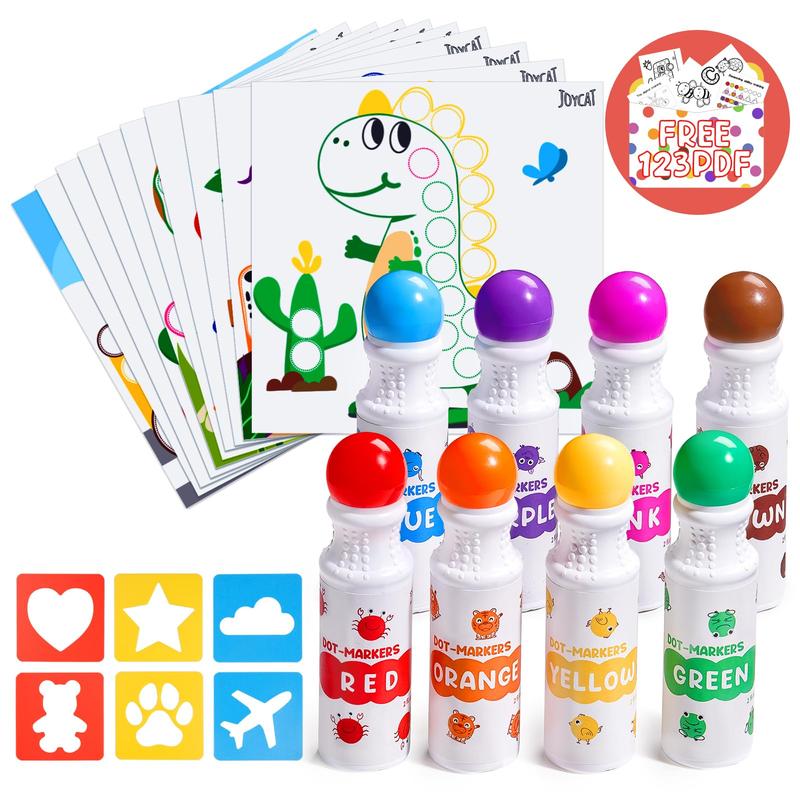 JoyCat Washable Dot Markers with 10 Coloring Activity Paper, Bingo Daubers Markers, Arts and Crafts Supplies