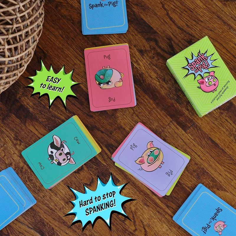 Spank The Pig! - Hilarious & Fun Family Card Game for Kids, Teens & Adults, Funny Fast Paced Games for 2-7 Players