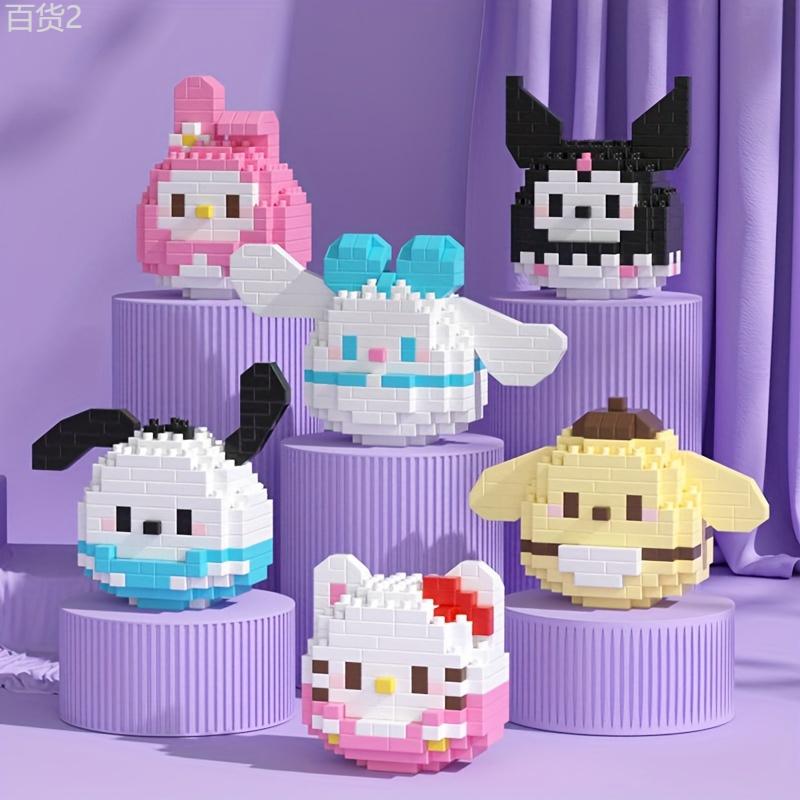 Sanrio Hello Kitty, Cinnamoroll Kuromi My Melody Building Blocks Christmas Gift Desktop Decorations Assembled Small Ornaments