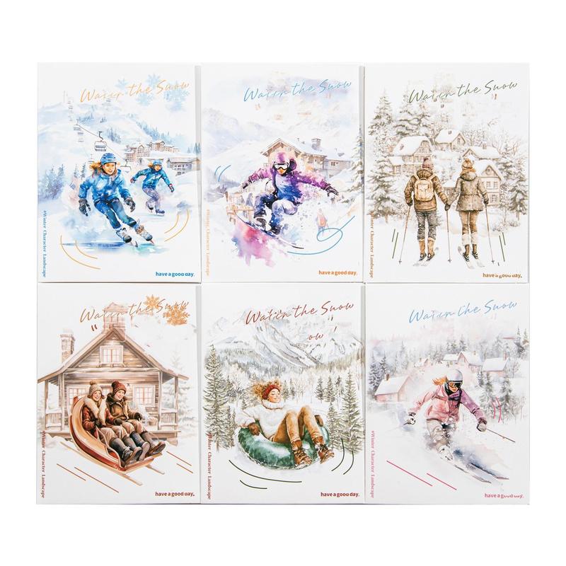 Winter Themed Sticker, 25pcs pack Snow Town Pattern Decorative Sticker, DIY Decals for Scrapbooking, Journaling, Gift Wrapping