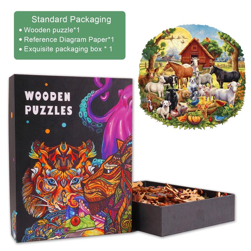 Fun Farm Wooden Jigsaw Puzzle for Kids and Adults- Educational Toy