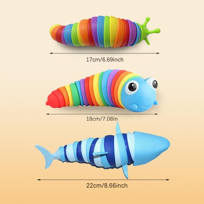 Caterpillar fish Design Novelty Squishy Toy, 1 Count Stretchy Toy for Stress Relief, Cute 3d Worm Design Anxiety Relief Toy, Colorful Sensory Toy for Teens & Adults, Christmas Gift