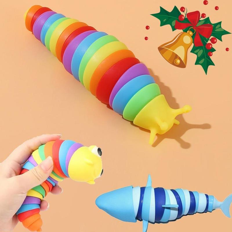 Caterpillar fish Design Novelty Squishy Toy, 1 Count Stretchy Toy for Stress Relief, Cute 3d Worm Design Anxiety Relief Toy, Colorful Sensory Toy for Teens & Adults, Christmas Gift