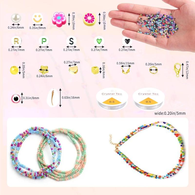 60600 count 120 Colors 2mm Beads Glass Seed Beads for  Making Seed Beads kit for Friendship Bracelet Kit with Evil Eyes Beads Elastic String DIY Art Craft Gifts...