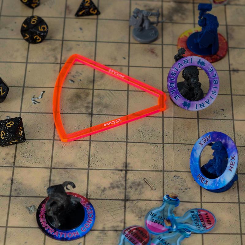 Upgraded DND Condition Rings 96 Status Effect Markers with Color Printing in 24 Conditions & Spells, and with Magic Book Storage Box Ideal Tabletop RPG Gift for DM or Player