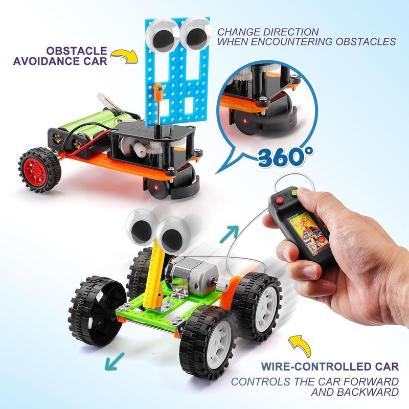 STEM Kits for Kids Ages 5-7 8-10, Robot Building Kits for Boys 8-12, Science Experiments for Kids 6-8 9-12, Car Crafts Activities Engineering Kit, STEM Toys for 5 6 7 8 10 12 Year Old Boys Girls Gifts