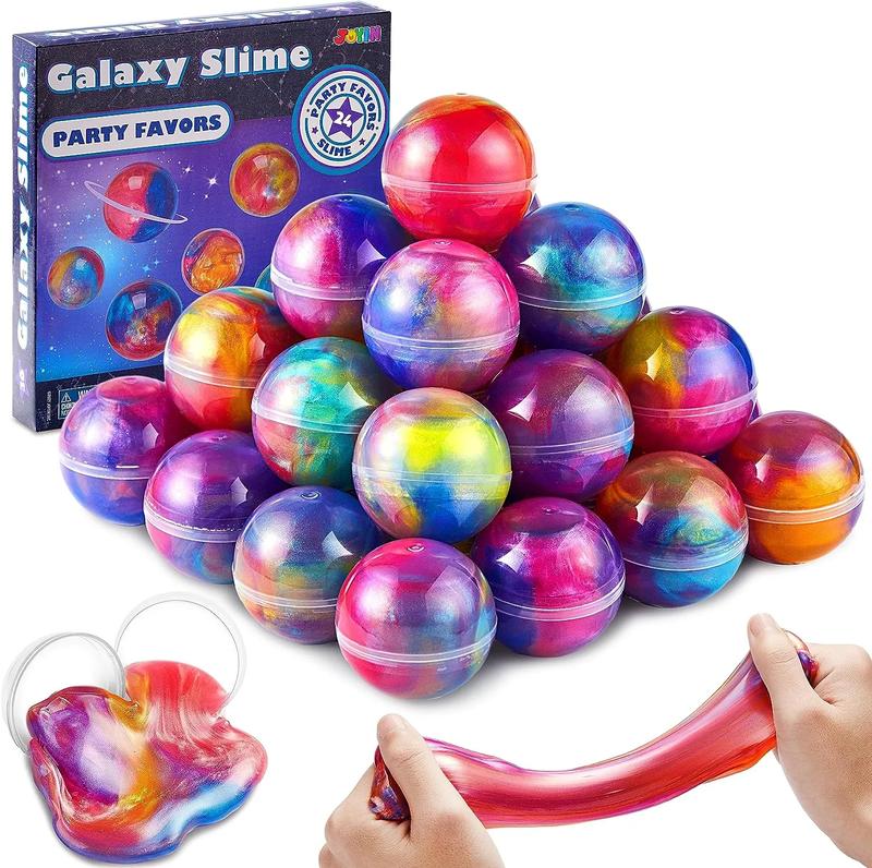  Slime Party Favors, 24 Pack Galaxy Slime Ball Party Favors - Stretchy, Non-Sticky, Mess-Free, Stress Relief, and Safe for Girls and Boys - Classroom Reward, Christmas Party Supplies