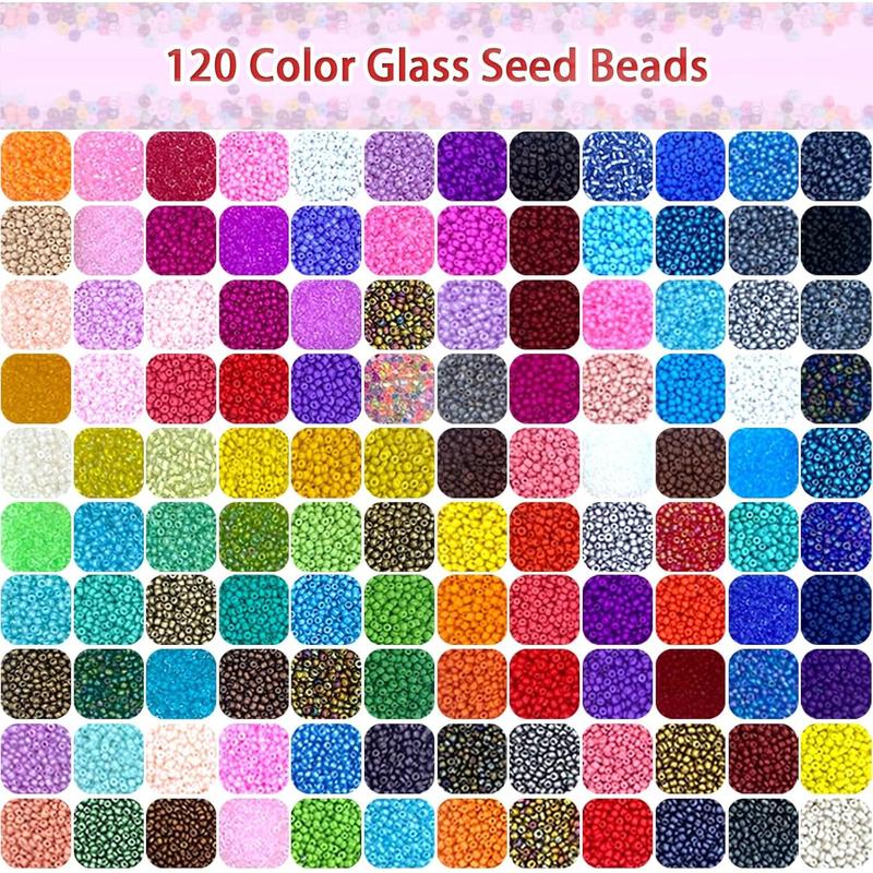 60600 count 120 Colors 2mm Beads Glass Seed Beads for  Making Seed Beads kit for Friendship Bracelet Kit with Evil Eyes Beads Elastic String DIY Art Craft Gifts...