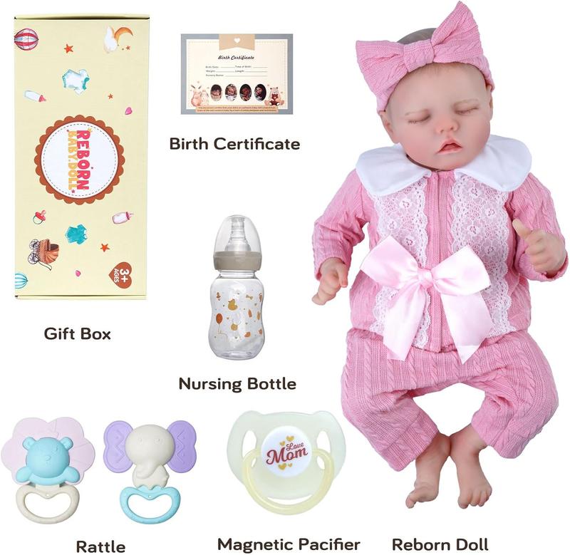 BABESIDE Lifelike Reborn Baby Girl Dolls - 17Inch Soft Full Body Vinyl Realistic-Newborn Baby Dolls Poseable Real Life Baby Doll Girl for 3+ Years Olds