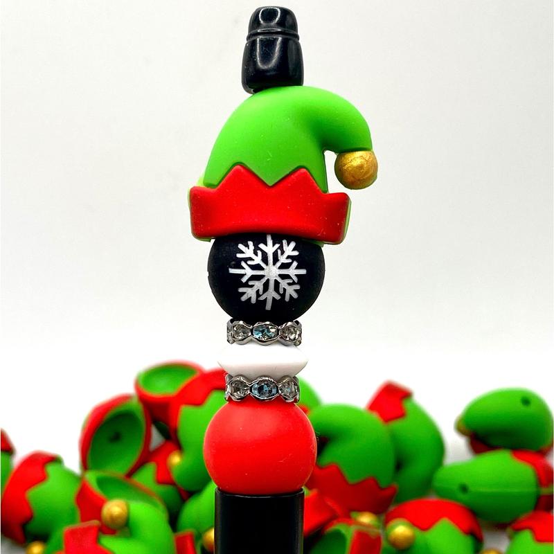 Santa Is My Bestie 3D Silicone Focal Beads | Elf Hat | Elf Beads | Christmas Beads Gift Colorful