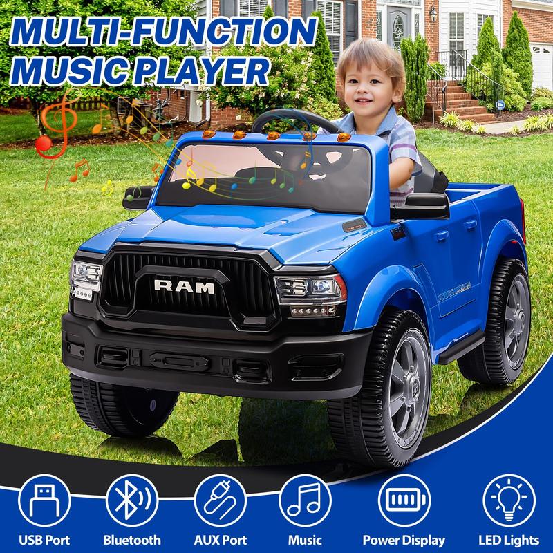 CoCLUB Licensed Dodge RAM 2500 12V Ride On Cars with Remote Control, Kids Electric Ride on Pickup Truck with Music, MP3 USB Port, Cup Holder, Back Storage, Gift for Kids Boys Girls