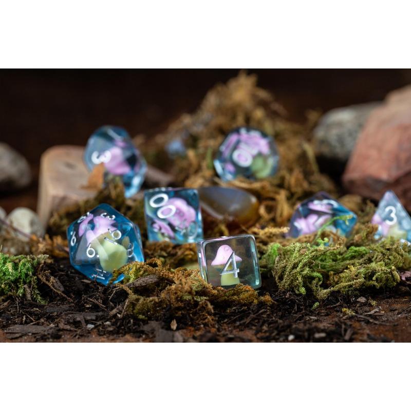 DnD dice sets: Shroom of Doom Mushroom Dice Set: Cute Polyhedral DnD Dice for Druids - Unique Gift for Dungeons and Dragons Players