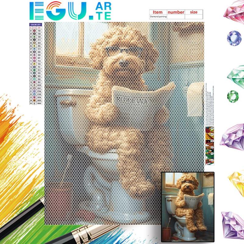 Cute Dog Pattern DIY Diamond Arts Colorful Painting Kit without Frame, DIY 5D Diamond Arts Colorful Painting Kit, Wall Art Decor for Home Living Room Bedroom