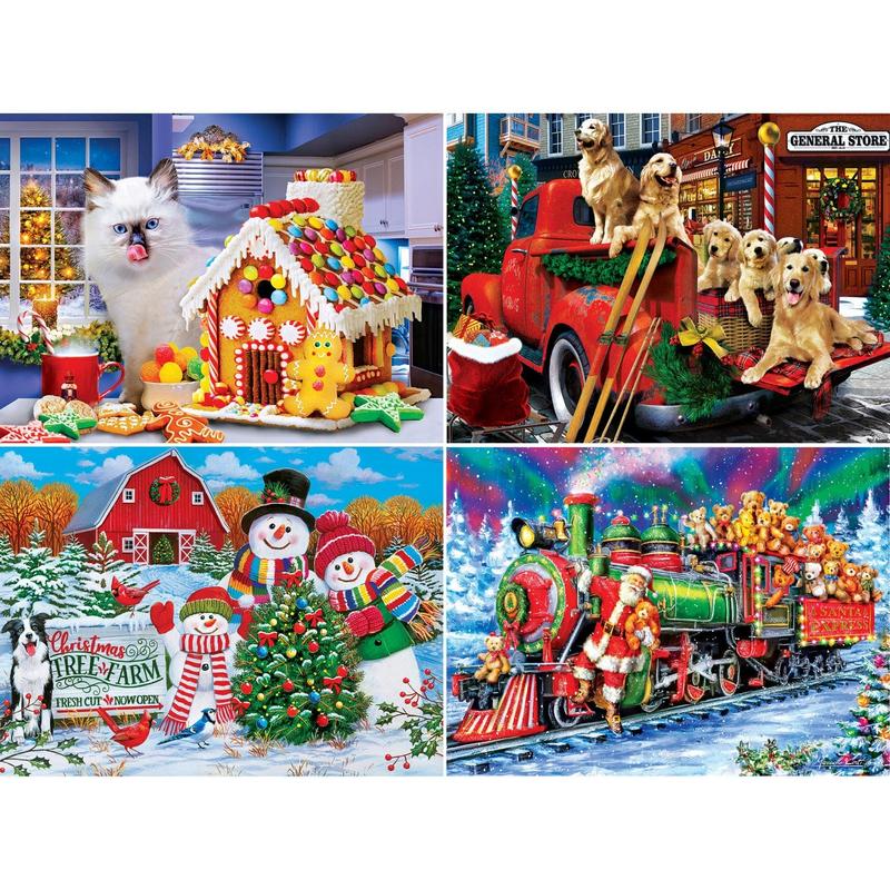 MasterPieces 4-Pack - Season's Greetings 500 Piece Jigsaw Puzzles