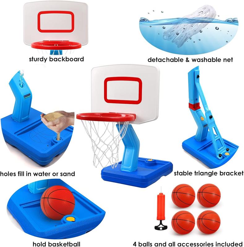 Toddler Basketball Hoop Indoor for Age 1-3, Adjustable Kids Basketball Hoop, Mini Basketball Hoop with 4 Balls for Outdoor Poolside, Birthday Christmas Sport Toys Gift for Baby Boys Girls Age 1 2 3 4