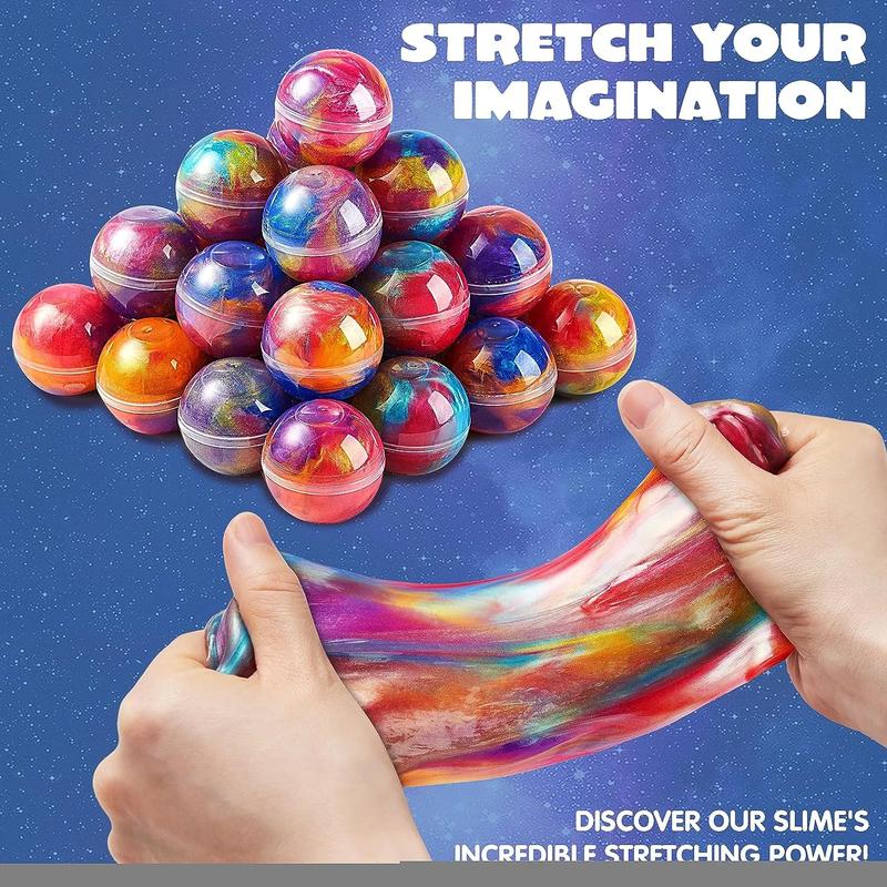  Slime Party Favors, 24 Pack Galaxy Slime Ball Party Favors - Stretchy, Non-Sticky, Mess-Free, Stress Relief, and Safe for Girls and Boys - Classroom Reward, Christmas Party Supplies