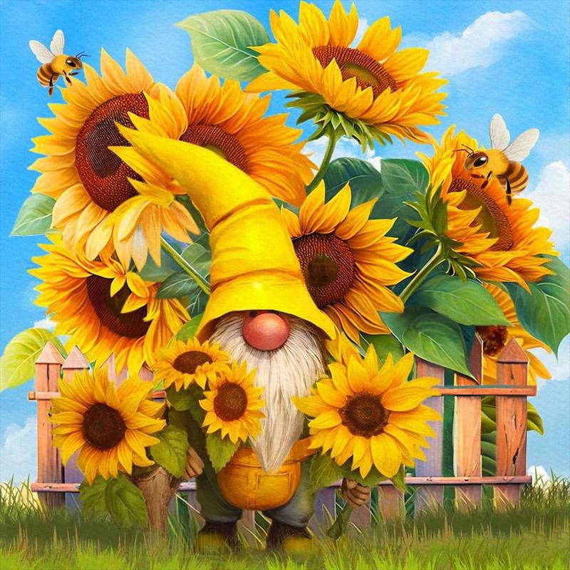 Sunflower & Bee Pattern DIY Rhinestones Arts Colorful Painting without Frame, 5D Rhinestones Arts Colorful Painting Kits for Gifts, DIY Decor Painting