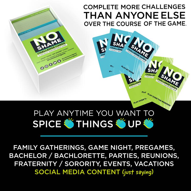 No Shame Card Game: Hilarious Party Game for Adults - Challenge Cards for Game Night, Pregames, Vacations, Bachelor Bachelorette Parties + more - 18+