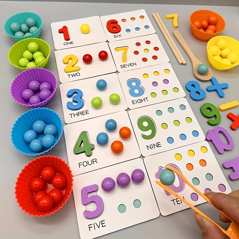 [Flash Deal] 1 Pack Children's Number Recognition Toys: Enlightenment Puzzle Clips, Wooden Early Education Puzzle Toys for Math and Arithmetic, Teaching Aids for Fine Motor Training, Perfect Halloween and Christmas Gifts