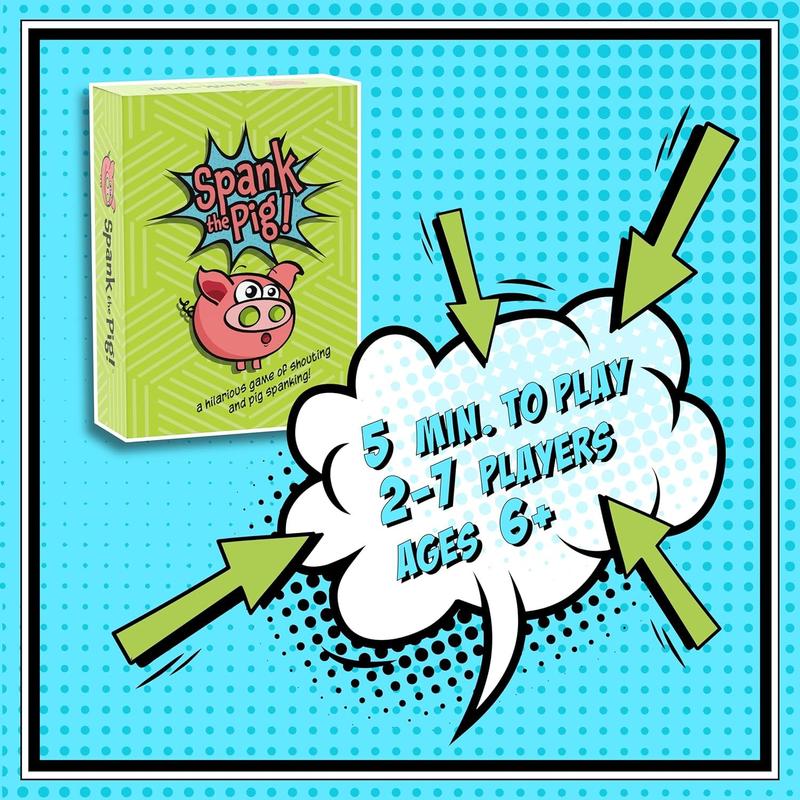 Spank The Pig! - Hilarious & Fun Family Card Game for Kids, Teens & Adults, Funny Fast Paced Games for 2-7 Players