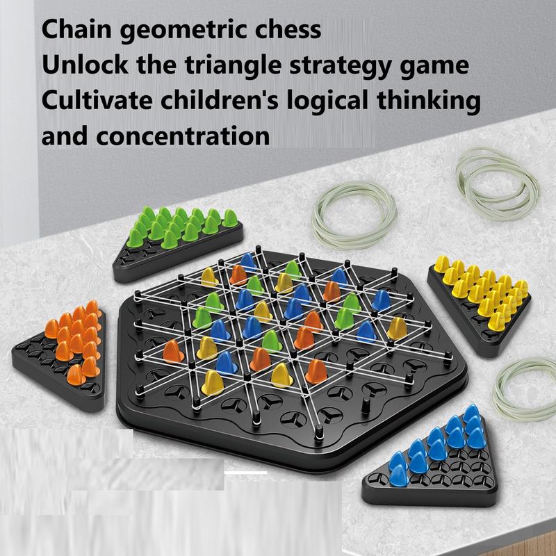 Trigger Game Chain Triangle Game Interactive Peg Game Triangle Chess Board Game Strategy Peg Board Game Brain Teaser Strategy Puzzle Toy Educational Portable Chess Set for Family and Friends Party