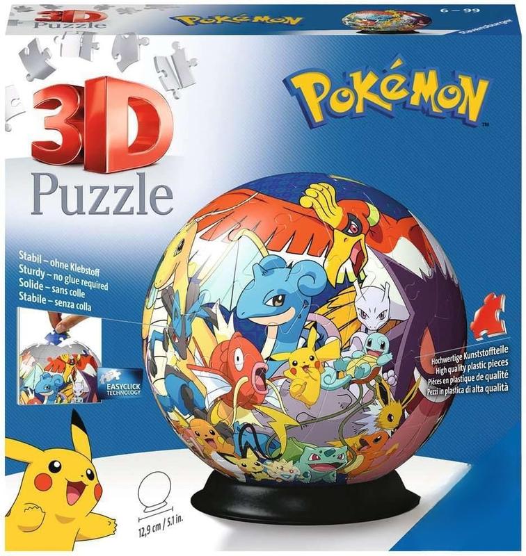 Pokemon 3D Jigsaw Puzzle Ball for Kids Age 6 Years Up - 72 count - No Glue Required - Gifts for Boys and Girls